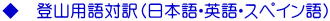 ◆　登山用語対訳（日本語・英語・スペイン語）